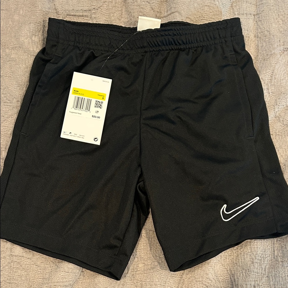 Boys Nike Black Shorts with White Swoosh